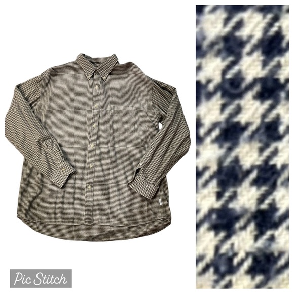J. Crew Other - Vintage J.Crew Flannel Button Down Shirt Mens XL Houndstooth 100% Cotton Y2K